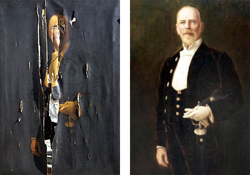 Entire painting, before and after, compared