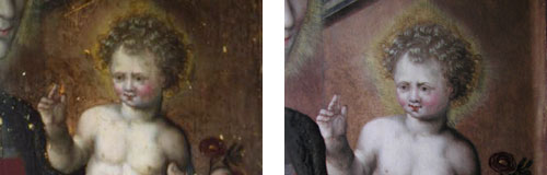 Comparison of child after cleaning, and after restoration